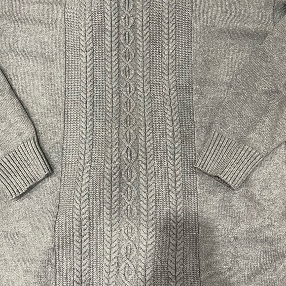 ZYIA Light Gray Ribbed & Cable Open-Front Cardigan - Picture 5 of 7